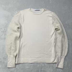 The Fold London Wool Alpaca Top Ivory White Coastal Beach Shirt Womens Small